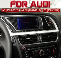 Car Accessories Real Carbon Fiber For Audi A4 A5 B8 Q5 Car Interior Navigation Air Conditioning CD Control Panel LHD RHD Sticker