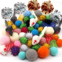 Cat Toys Plastic Noisy Cat Toy Balls with Bell Kitten Chase Pounce Rattle Toy Assortments Interactive Bite Squeak Pet Toys Ball Toys