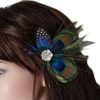 1PC Women Peacock Feather Fascinator Clip Ladies Day Races Wedding Party Bridal Tiara Hairpin Hair Accessories Bride Headpiece