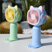 พัดลม สามารถชาร์จไฟบ้าน USB ขนาดกระทัดรัด แบบพกพา Mini Portable fan Kitty ขนาดเล็ก สีพาสเทล ดีไซน์น่ารัก