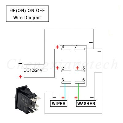 【สีฟ้านำอุปกรณ์ทำความสะอาดกระจกหน้ารถสวิตช์โยกชั่วคราว6Pin (เปิด)-เปิด-ปิด DPDT สำหรับยานยนต์เจ็ท UTV RZR รถบรรทุกรถเรือ