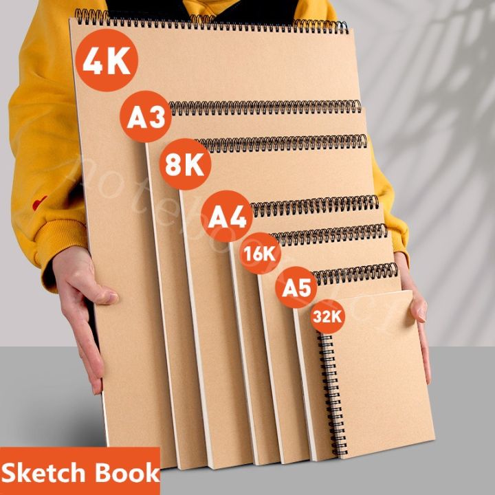 A4/8k/16k Sketchbook For Markers Drawing Spiral Notebook Blank