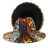 New Fashion Patchwork Women Fedora Hat Printing Design Wide Brim Trilby Jazz Hats Formal Street Dress Cap Sombreros De Mujer