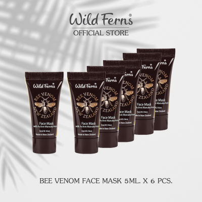 1 แพค มี 6 หลอด x WILD FERNS (ไวล์ดเฟิร์นส) BEE VENOM FACE MASK WITH ACTIVE MANUKA HONEY 80+ TESTER เฟสมาสก์บีวีนอม (พิษผึ้ง) เทสเตอร์ 5 ML