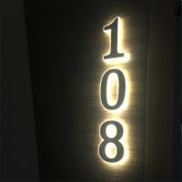 【LZ】✺✠✽  Metal 3D Led House Numbers Light Outdoor Waterproof Home Hotel Door Plates Stainless Steel Luminous Letter Sign Address number