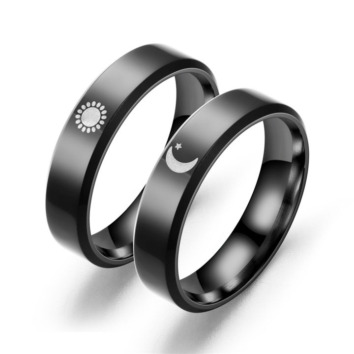 ilovediy-แหวนคู่รักรูปพระจันทร์-แหวนคู่รักแหวนแต่งงานสแตนเลสสีดำผู้หญิงผู้ชายของขวัญวันวาเลนไทน์