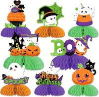 JOLLYBOOM ตกแต่งวันเกิดฮาโลวีน Honeycomb Centerpieces Happy Halloween Table Honeycomb Centerpieces Spooky Boo ธีมฮาโลวีน Centerpieces ตาราง Topper ป้าย Decors เด็ก1st Birthday Party Supplies