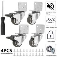 4 Pcs Furniture Castors Heavy Duty Casters L-Shaped Soft Rubber Caster Wheels Durable Sturdy Locking Caster for Moving Furniture Furniture Protectors