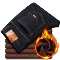 Winter Thermal Warm Flannel Stretch Jeans Mens Winter Quality Famous Brand Fleece Pants Men Straight Flocking Trousers Jean Male