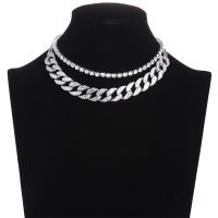 Cuban Link Chain Rhinestone Choker ผู้หญิง Layered สร้อยคอชุด2021 Sparkly เครื่องประดับหรูหรา Chocker เครื่องประดับ Accessories