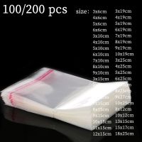 100-200 pcs transparent ziplock OPP plastic bag jewelry gift bag non-stick cookie candy bag Cellophane bag seal pocket