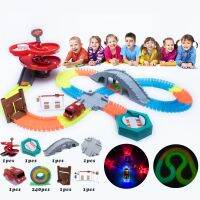 【CC】 Glowing In The Dark Magical Tracks Racing Car With Colored Lights Plastic Kids