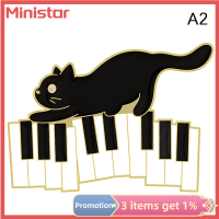 Ministar เข็มกลัดการ์ตูนแมวเล่นเปียโนเข็มกลัดสัญลักษณ์เพลงแมวอุปกรณ์เสริมเสื้อผ้ากระเป๋าเป้สะพายหลังเข็มกลัดโลหะเคลือบเข็มกลัด