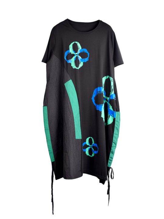 xitao-dress-loose-fashion-casual-women-flower-print-t-shirt-dress