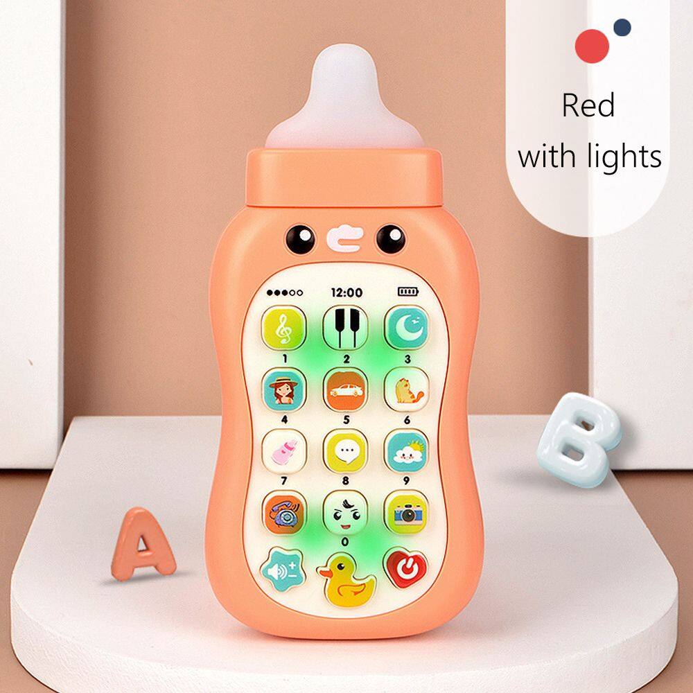 Intelligent Education Cell Phone Musical Simulation Bottom Toy Baby Nibble Pacific Teether Telephone Music Sound Machine For 1+Years Old with Lanyard