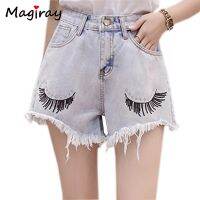 【hot】 Magiray Print Denim Shorts 2021 Waist Frayed Jeans Korean 330