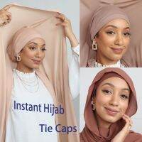 【CW】 Hijab Scarf With Tie Jersey Caps Instant Hijabs Bonnet Brand Design Muslim To Wear