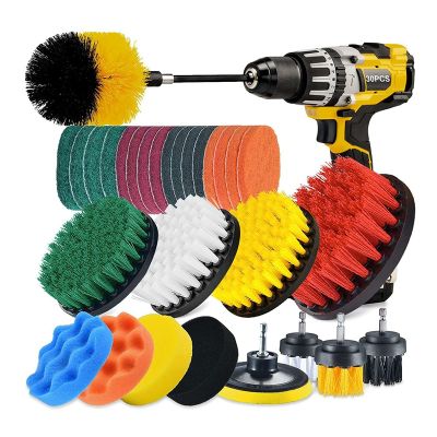 30 Piece Drill Brush Power Scrubber Cleaning Brush Extended Long Attachment Set All Purpose Drill Scrub Brushes Kit