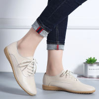 UrButifo White Oxford Shoes For Women Genuine Leather Shoes Lace Up Comfort Ladies Shoes Low Heel Leisure Flats Scarpe Donna