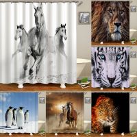 Horse Elephant Shower Curtain 3d Printing Waterproof Polyester Animals Bathroom Curtains 180*200CM Decoration With Hook Curtain