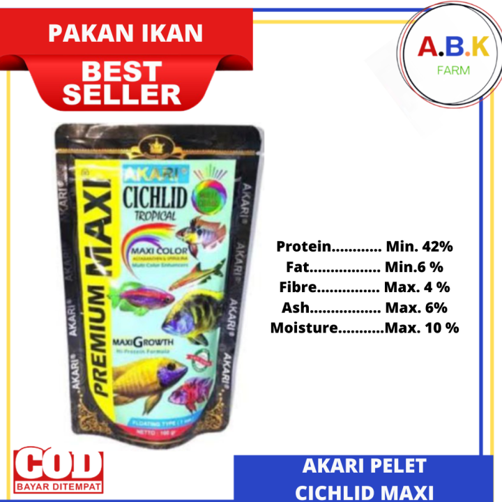 AKARI PREMIUM MAXI CICHLID TROPICAL PAKAN IKAN 100 GRAM | Lazada Indonesia