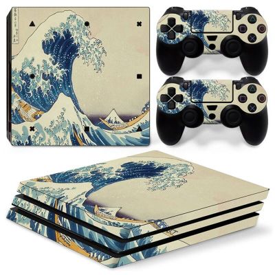 (MQ รูปแบบใหม่) WAVE 6745 PS4 PRO สติ๊กเกอร์สกิน Decal Cover สำหรับ Ps4 Pro Console และ2 Controllers PS4 Pro Skin กรอบและที่คลุม