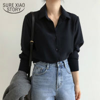 New Womens Shirt Classic Chiffon Blouse Female S-4XL Office Lady Loose Long Sleeve Shirt Simple Style Tops Clothes Blusas 68 30