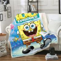 Funny Piestars and SpongeBobs 3D Printed Plush Blanket Sherpa Fleece Throw Warm Gift for Kids Adults