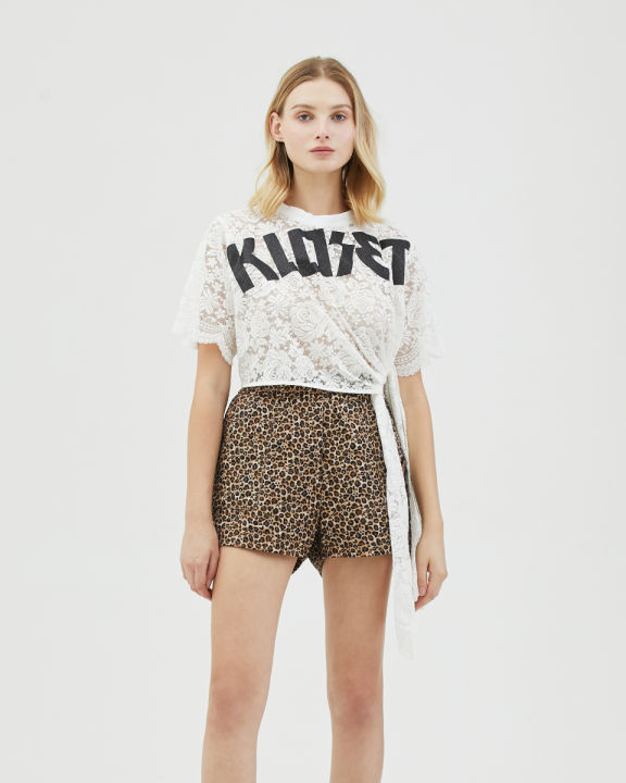 kloset-kloset-leopard-print-shell-shorts-pf22-p001-กางเกงผ้าลายเสื้อ-กางเกงขาสั้น-กางเกงแฟชั่น-การเกงkloset