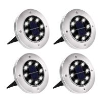 Solar Powered Disk Lights, 8LED IP67 Solar Ground Lights Outdoor Waterproof Garden Landscape Lighting for Yard ,White