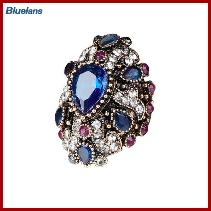 Bluelans®ของขวัญปาร์ตี้สร้อยคอประดับแหวนใส่นิ้วพังก์สำหรับผู้หญิงแบบพลอยเทียมแฟชั่นระยิบระยับ