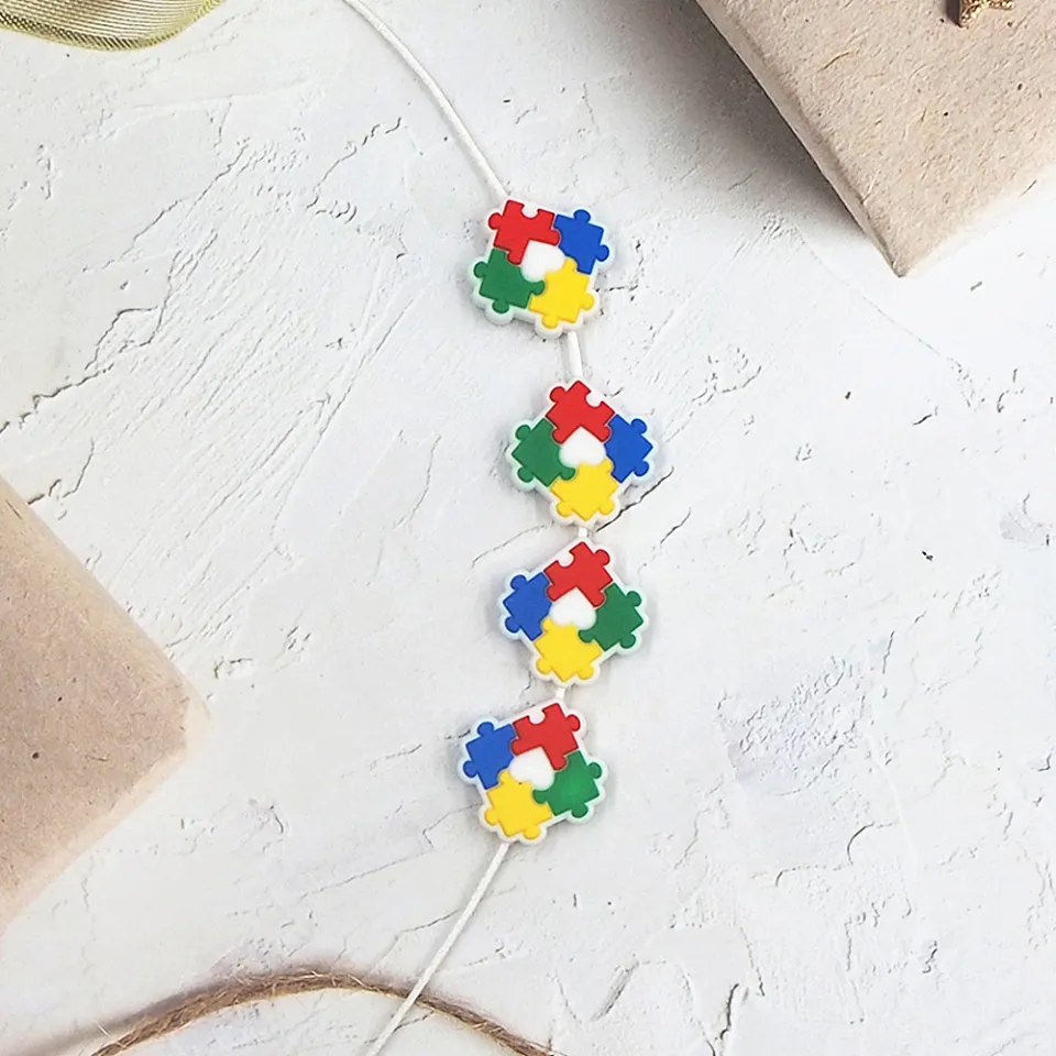 Chenkai 50PCS Autism Charms Beads Silicone Focal Beads For Beadable Pen  Character Beads For Pen Making DIY Dummy Pacifier