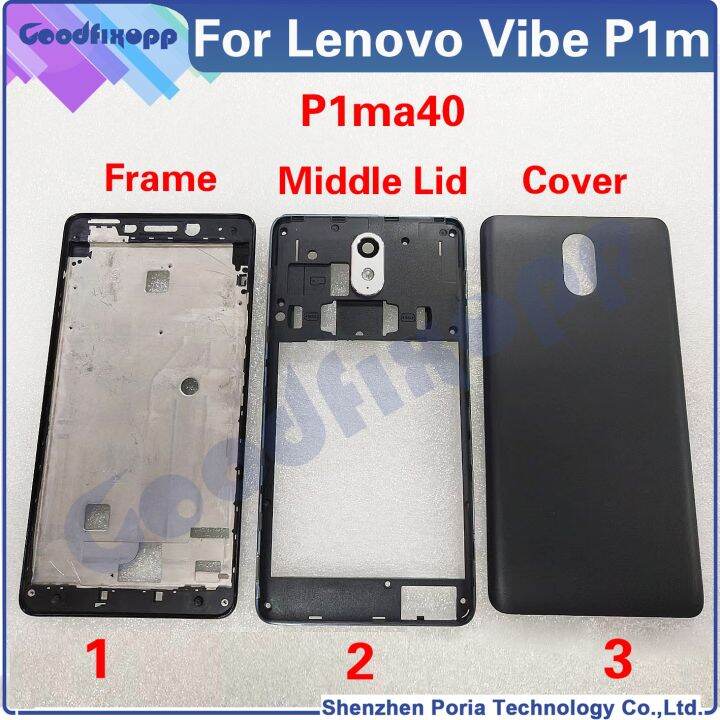 ฝาครอบตรงกลางกรอบแบตเตอรี่สำหรับ-lenovo-vibe-p1m-p1ma40กรอบด้านหน้าฝาหลังโครงจานบีเซล