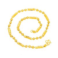 ZZOOI Imitation Gold Hexagonal Buddha Beads Solid Necklace for Men Gold-Plated Mens Hexagonal Column Bamboo Section Vietnam Sand Gold