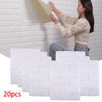 20Pcs Foam 3D Tile Self-adhesive Brick Embossed Wall Stickers Panels Sofa Background Living Room Bedroom Accessory 38.5x34.3cm