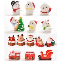 (Worry free) 2022ใหม่คริสต์มาส Carriage Snowman ซานตาคลอสเครื่องประดับตกแต่ง Fairy Garden Decor ตกแต่งบ้านเรซิ่น Miniature Craft