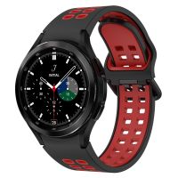 【พร้อมในสต็อก】นาฬิกา Samsung Galaxy Watch 4ซิลิโคนระบายอากาศสองสีสายนาฬิกาข้อมือคลาสสิก42มม. (สีดำ + สีแดง)