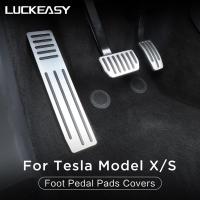 LUCKEASY car accessories interior modification for Tesla model X Tesla model S stainless steel PVC foot pedal pads covers 3PCS