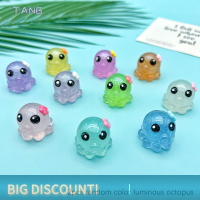 ?【Lowest price】TANG 2 pcs การ์ตูน Luminous Octopus เครื่องประดับน่ารักเรซิ่นตกแต่งภูมิทัศน์