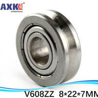 V 608ZZ Outer ring V grooved straightener guide wheel bearings 8*22*7 mm pulley bearings V groove width 1.5 mm V60822