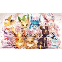 Pokemon Ptcg เล่นการ์ดเฉพาะกับแผ่นรองจาน Pikachu Charizard Eevee ชุดแผ่นรองเมาส์60X35ของเล่นของขวัญพร้อม Stockmykpc8141tbi3