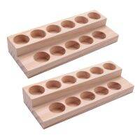 2X 11 Holes Wooden Essential Oil Tray Handmade Natural Wood Display Rack Demonstration Station For 5-15Ml Bottles