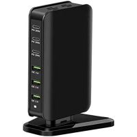 1 PC 6-Port USB C Charging Station,Multiports with 3 USB-C+3 USB-A,Portable Fast Charger Hub Black Plastic for IPad,IPhone 14 ()