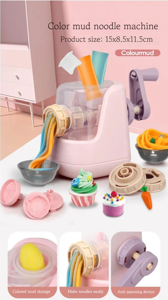 Noodle Machine Toy Playdough Set DIY Colourful Clay Pasta Machine Children  Pretend Play Simulation Kitchen Suit Model For Girl Toys Gift