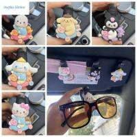 BEYTM ปอมปอมปุริน ที่ใส่แว่นตารถยนต์ Kuromi Cinnamoroll Pachacco คลิปจัดเก็บบังแดดรูปคิตตี้ ที่ใส่บัตร คุโรมิ คลิปแว่นตาบังแดดอัตโนมัติ apricoroll ที่บังแดดรถยนต์