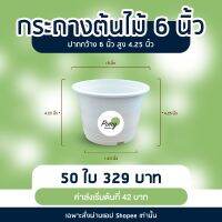 โปรแรง 50 ใบ กระถางต้นไม้ ทรงกลมธรรมดา  สีขาว 6 นิ้ว เก็บเงินปลายทาง