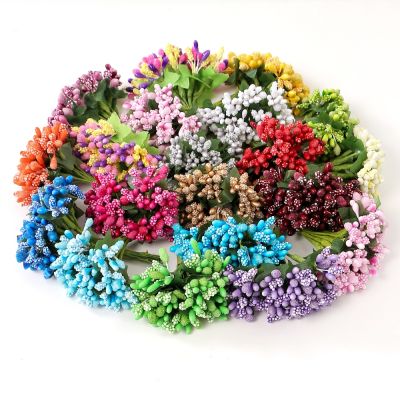 【CC】 12Pcs Stamen Needlework Artificial Flowers Wedding Diy Wreath Scrapbooking Fake