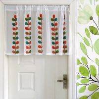 Ready Stock Embroidered Colorful Leaf Pattern Short Curtains Door Decoration Half Window Kitchen Curtains Valances