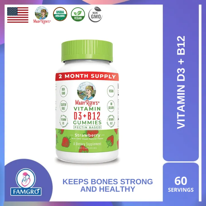 Mary Ruth Vitamin D3 + Vitamin B12 2 Month Supply Vitamin D & B12
