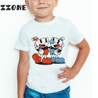 Children Cuphead Cartoon Print Funny T shirt Boys and Girls Comfortable Short Sleeve Tops Kids Casual Clothes